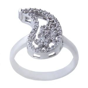 انگشتر نقره زنانه بازرگانی میلادی مدل فانتزی فول نگین بدون ریزش ابکاری رادیوم کد AWR_656