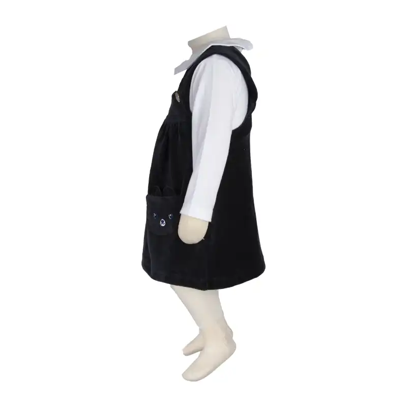 ست تی شرت آستین بلند و سارافون نوزادی آدمک مدل جیب دار رنگ نوک مدادی