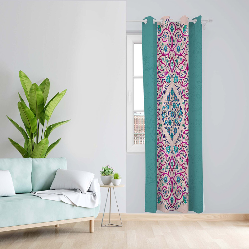پرده طرح سنتی مدل مخمل پانچی کد 1553 z سایز 140x200 سانتی متر