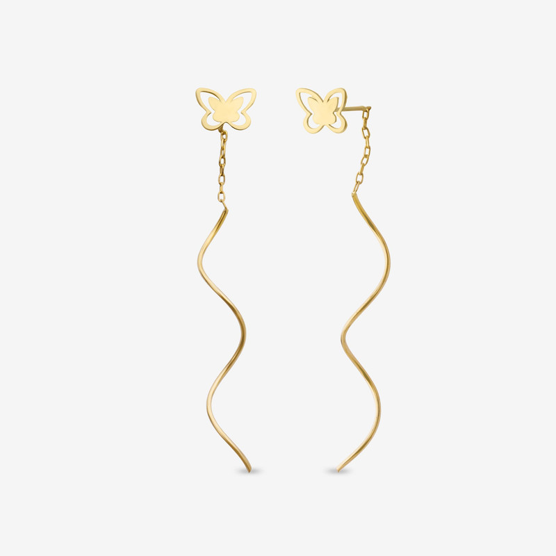 گوشواره بخیه‌ای طلا 18 عیار زنانه مطیع ها مدل 596 پروانه کرلی