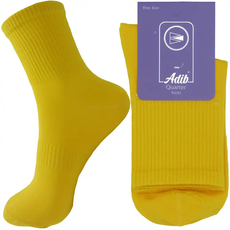 جوراب ورزشی زنانه ادیب مدل اسپرت کش انگلیسی رنگ زرد بسته 12 عددی