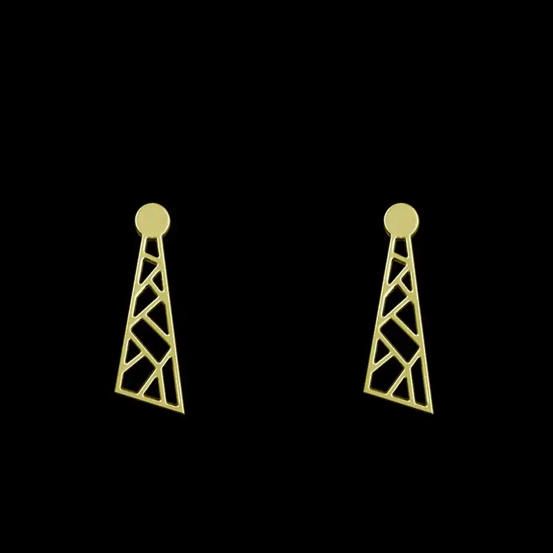 گوشواره طلا 18 عیار زنانه مدوپد مدل هندسی کد GA1-14970