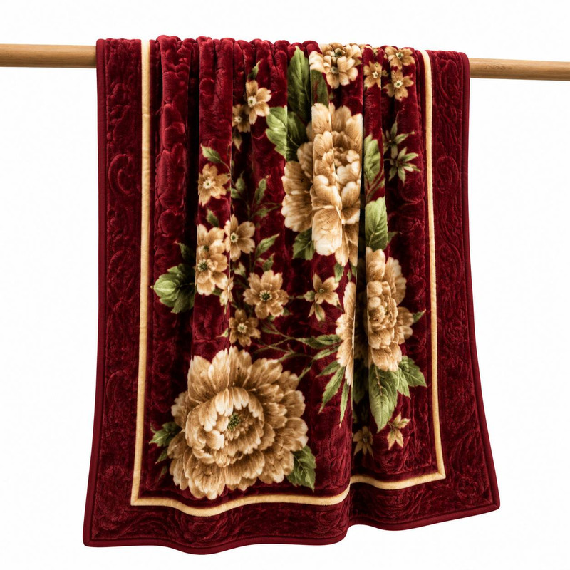 پتو 2 نفره گلبافت مدل برتر گلدار گل برجسته سایز 240x220 سانتی‌متر