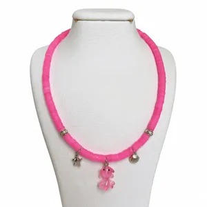 گردنبند دست ساز زنانه مدل فیمو و ماهی شیشه ای