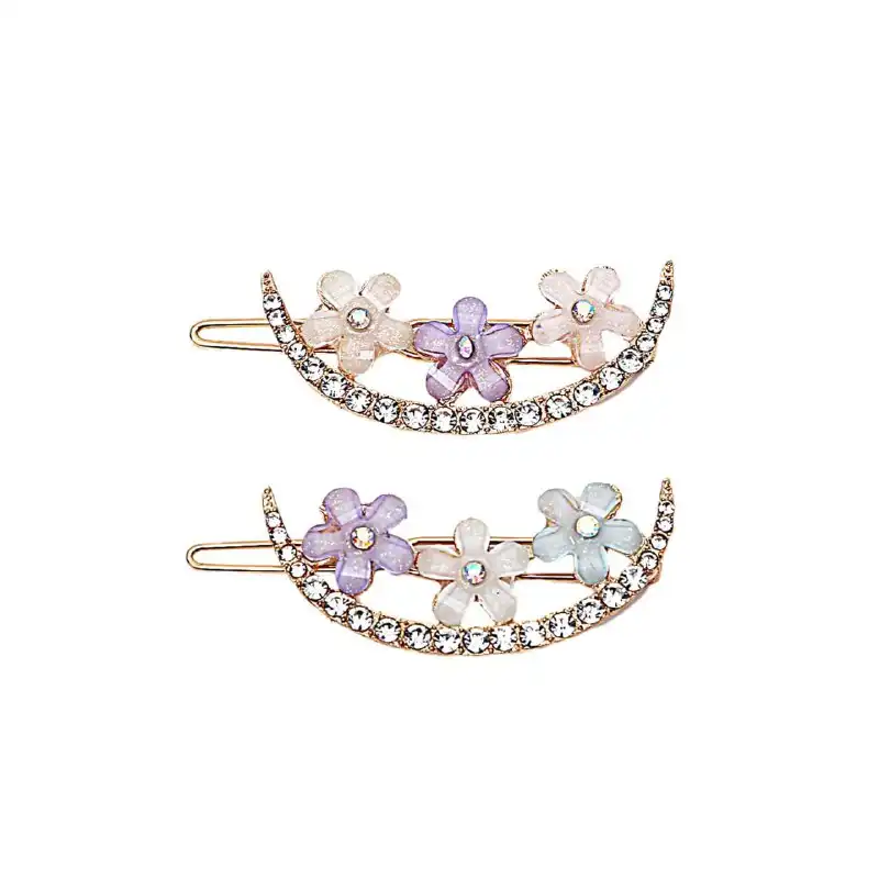 گیره مو زنانه مدل ایتالیایی فول نگین بسته 2 عددی