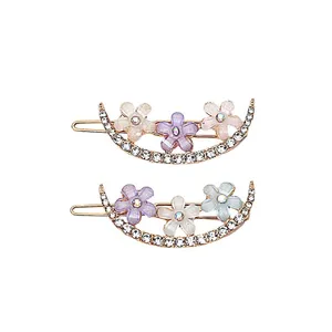 گیره مو زنانه مدل ایتالیایی فول نگین بسته 2 عددی