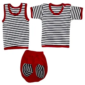 ست 3 تکه لباس نوزادی مدل راه راه