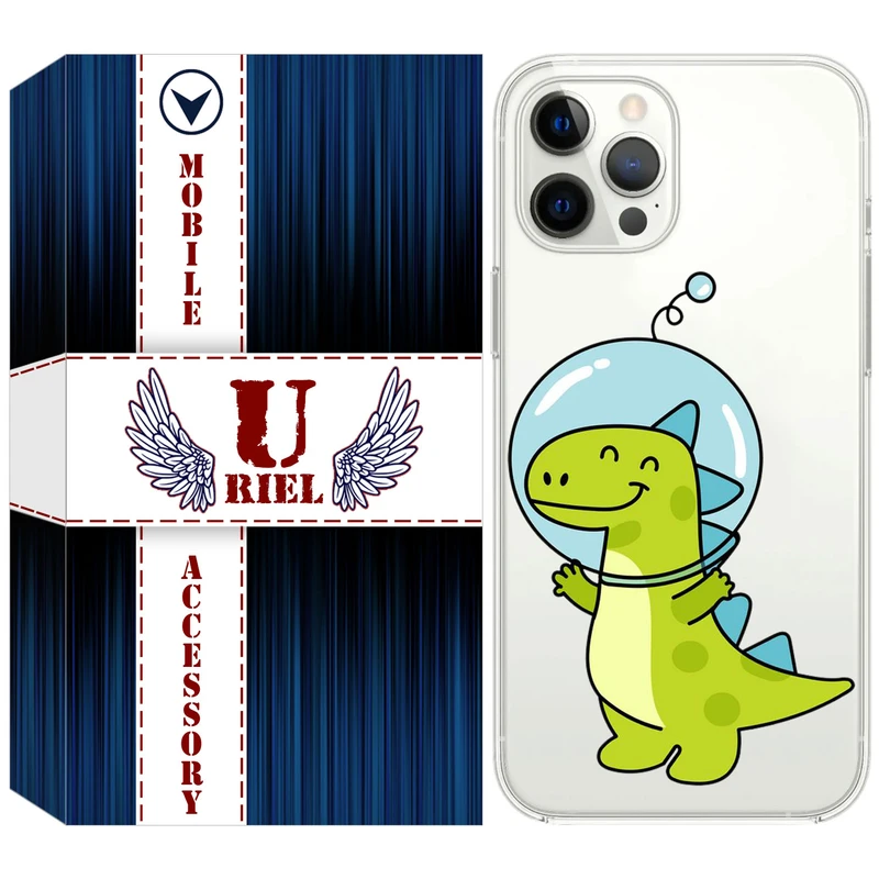 کاور یوریل قاب مدل Clear کد 62 طرح دایناسور فضانورد مناسب برای گوشی موبایل اپل iPhone 12 Pro Max