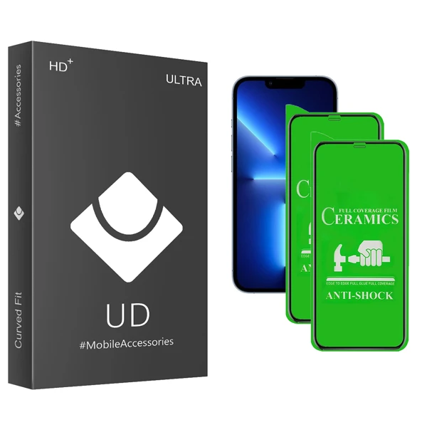 محافظ صفحه نمایش سرامیکی یو دی مدل +HD مناسب برای گوشی موبایل اپل iPhone 13 بسته دو عددی