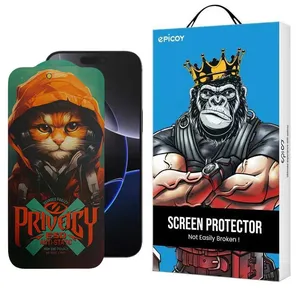 Epicoy Privacy Hoodie Cat Glass Screen Protector For Apple iPhone 16 Pro Max