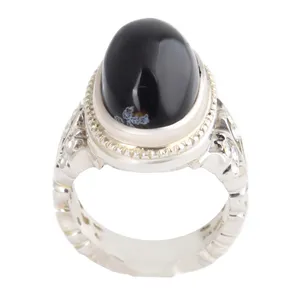 انگشتر نقره مردانه بازرگانی میلادی مدل سنگ عقیق رکاب دست ساز کد AM_2572