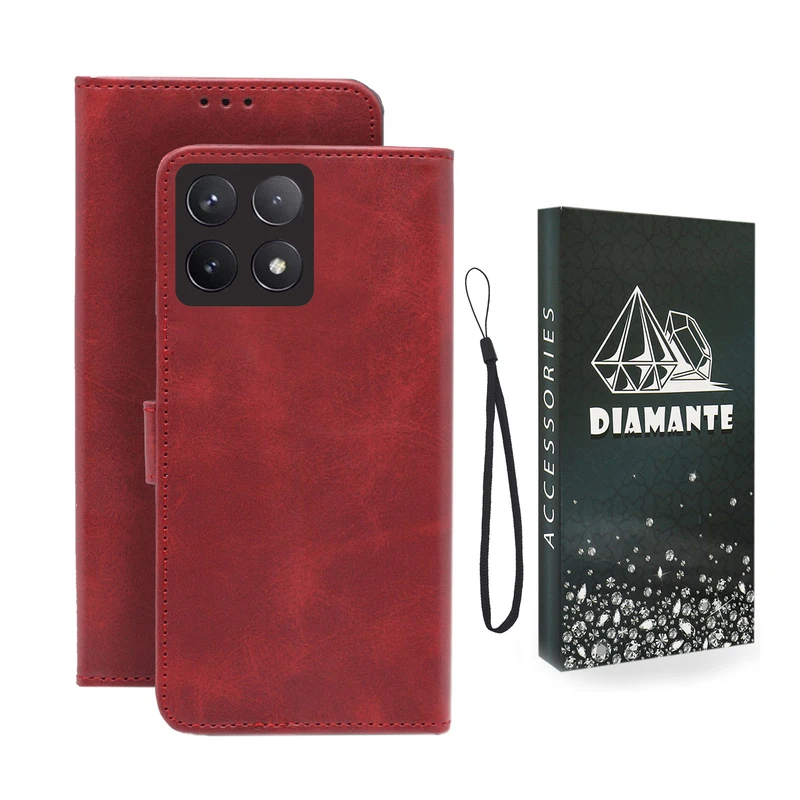 کیف کلاسوری دیامانته مدل Mortand Bk مناسب برای گوشی موبایل شیائومی Poco F6 Pro به همراه بندآویز