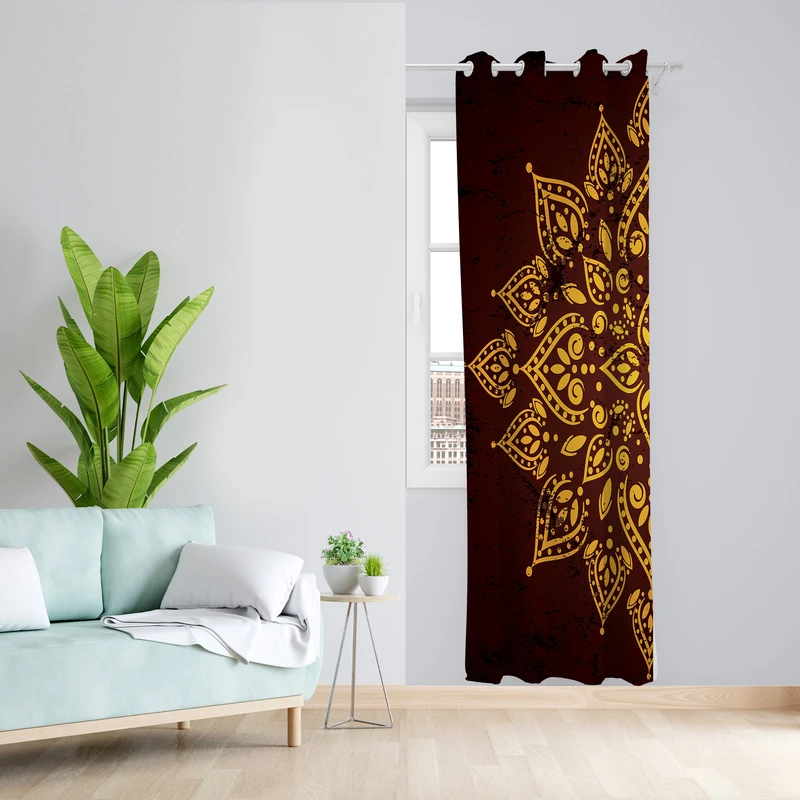 پرده طرح ترنج مدل مخمل پانچی کد  L127 Z سایز 140x200 سانتی متر