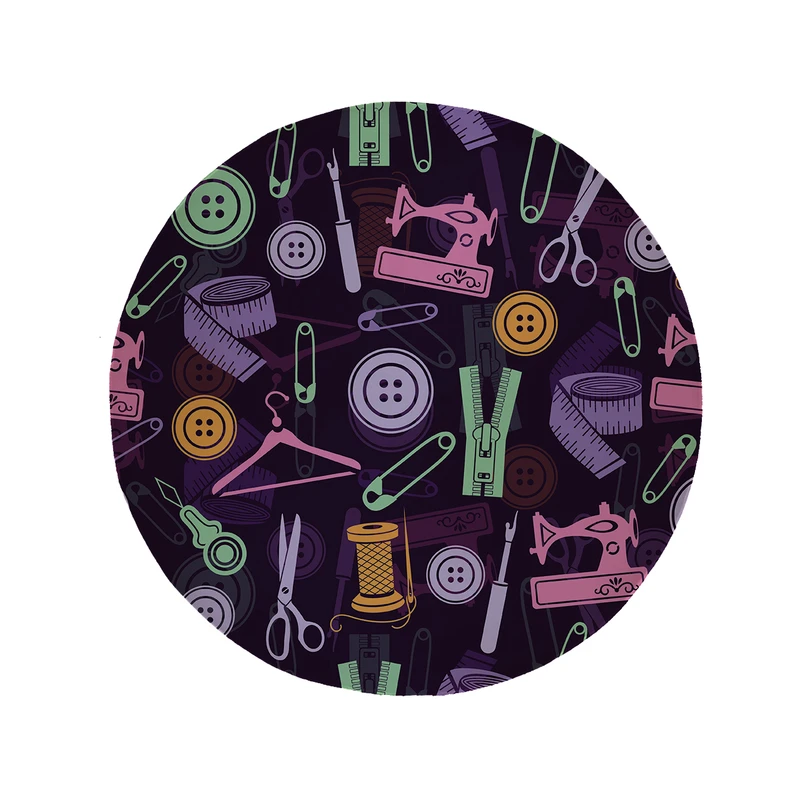 پادری مدل دایره طرح لوازم خیاطی کد 9030 سایز 90 × 90 سانتی متر 