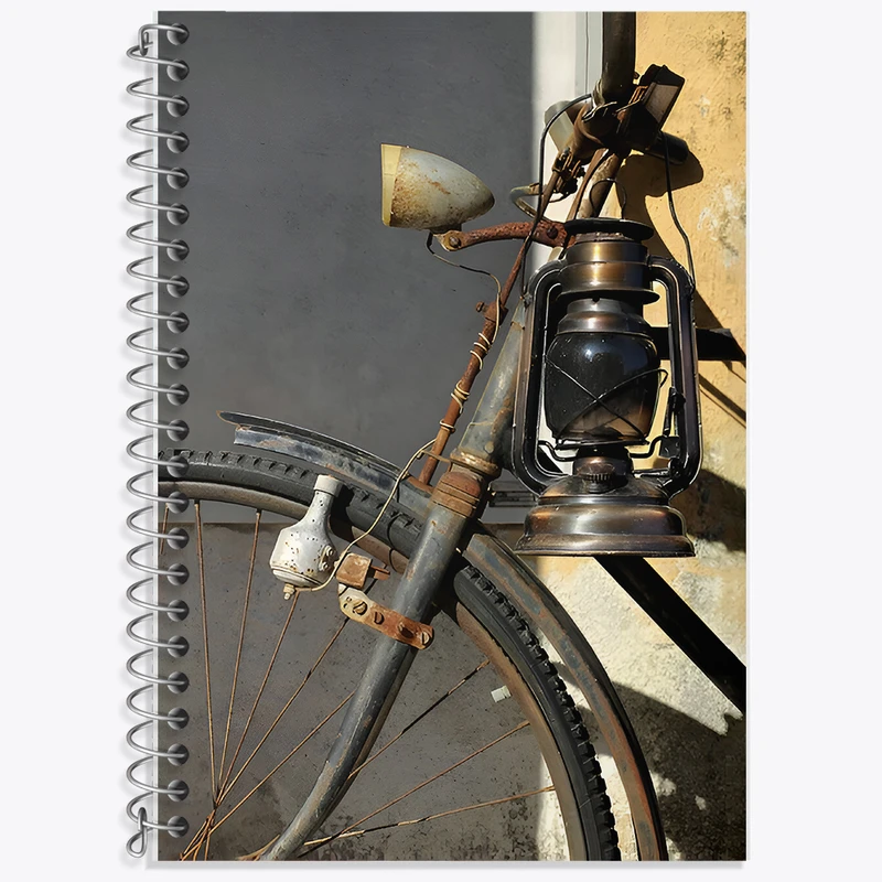 دفتر زبان 50 برگ خندالو مدل دو خط طرح دوچرخه ی قدیمی کد F6946