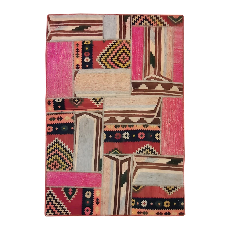 کلاژ گلیم دستبافت سه متری مدل چهل تکه کد N.K.P.CO.C32