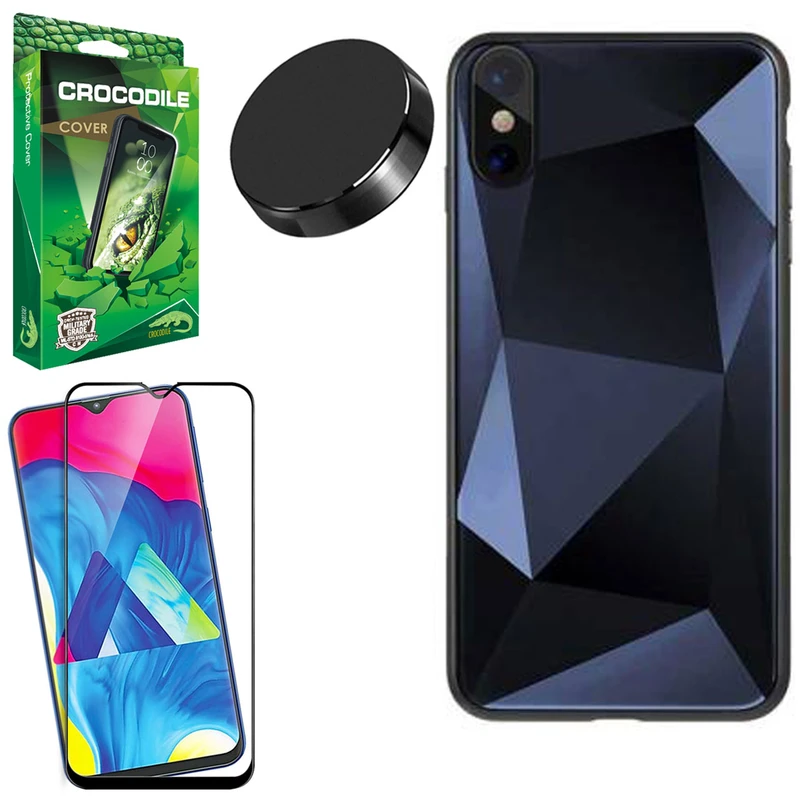 کاور کروکودیل مدل A-L-M-A-S مناسب برای گوشی موبایل سامسونگ Galaxy M10 به همراه محافظ صفحه نمایش و پایه نگهدارنده گوشی