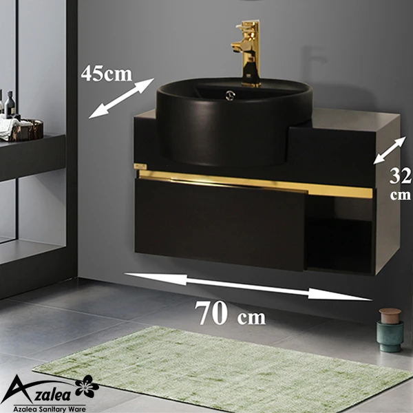 عکس شماره 2 : ست کابینت و روشویی آزالیا مدل milana70m2 به همراه آینه گرد و شلف