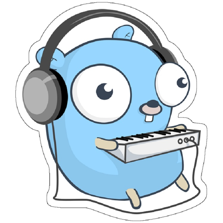 استیکر لپ تاپ مدل The Golang Mascot: Music