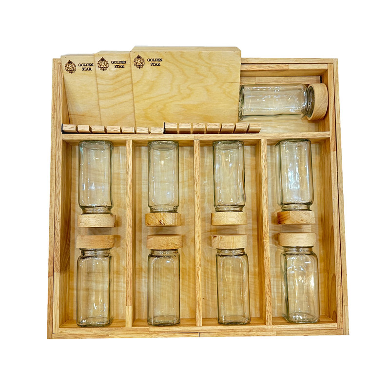ست جا ادویه  10 پارچه گلدن استار مدل جاقاشقی کشویی کد RM1818