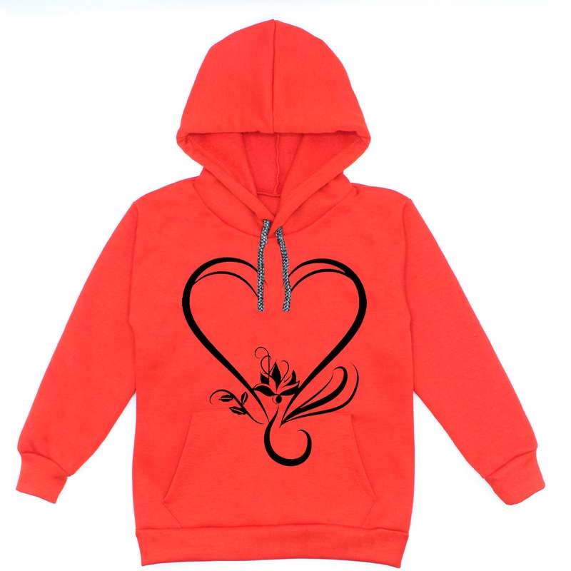 هودی دخترانه مدل قلب A49 رنگ قرمز