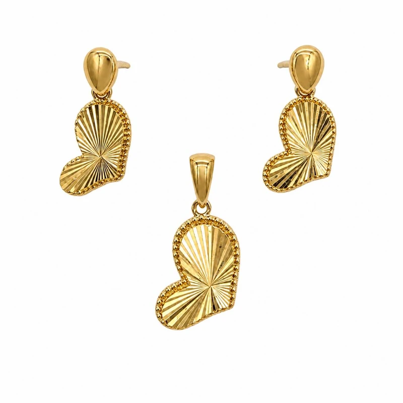 نیم ست طلا 18 عیار زنانه مان گالری مدل قلب تراش کد HS01-0006800