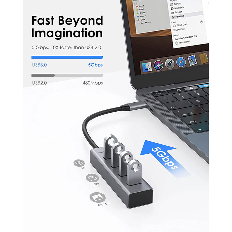 هاب 4 پورت USB-C لنشن مدل C22S