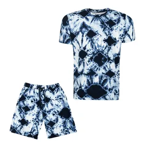 ست تی شرت و شلوارک مردانه جوتی جینز مدل آبرنگی کد 90904 رنگ سرمه‌ای