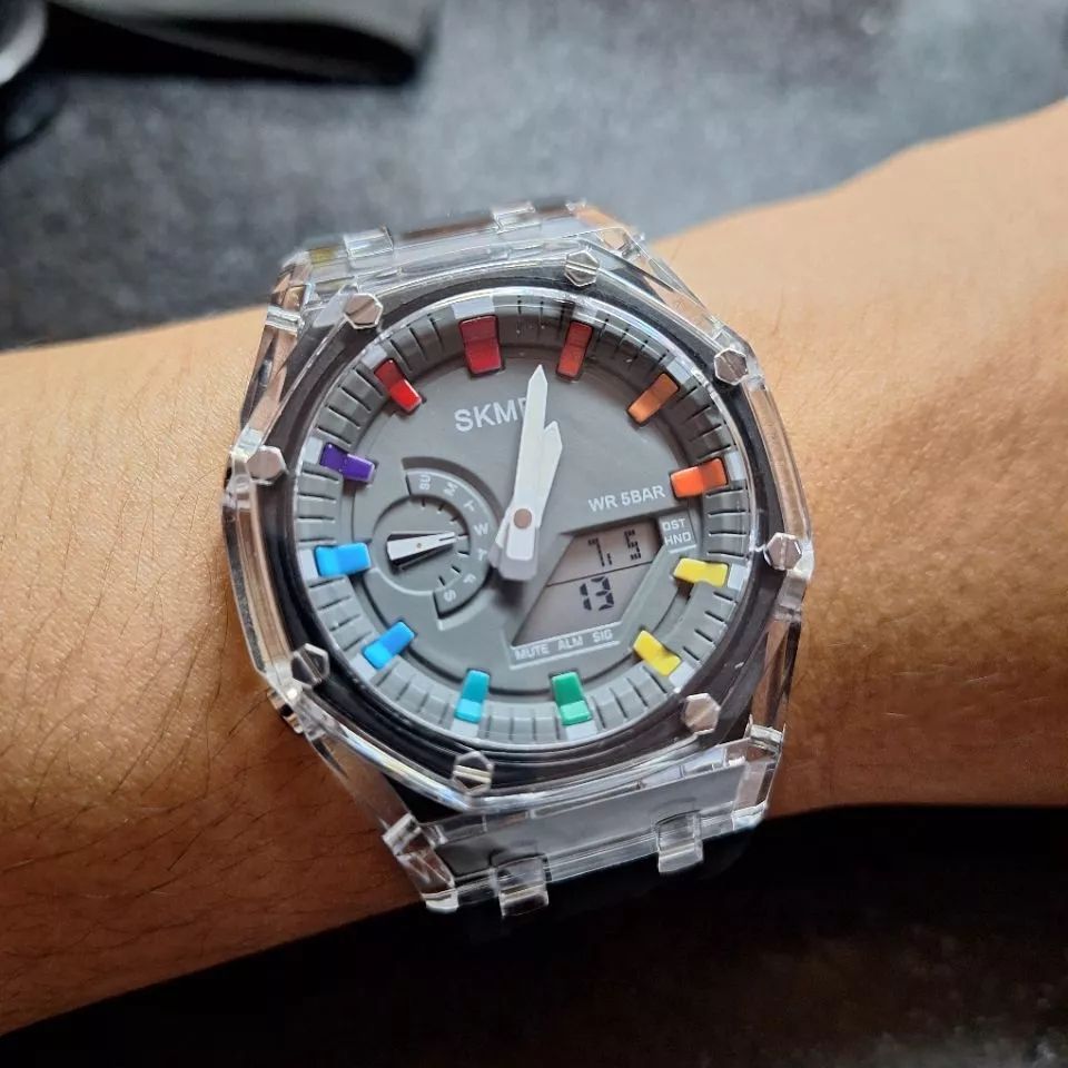 ساعت مچی عقربه ای اسکمی مدل دو زمانه بند پیو کرنوگراف کد 2100 - - 4