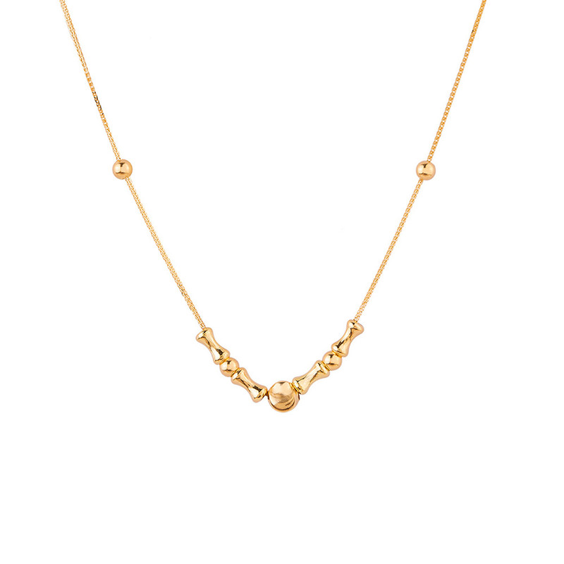 گردنبند طلا 18 عیار زنانه با زنجیر حلقه‌ای (فلامینگو) کیا گالری مدل گوی دفرمه کد NMR504