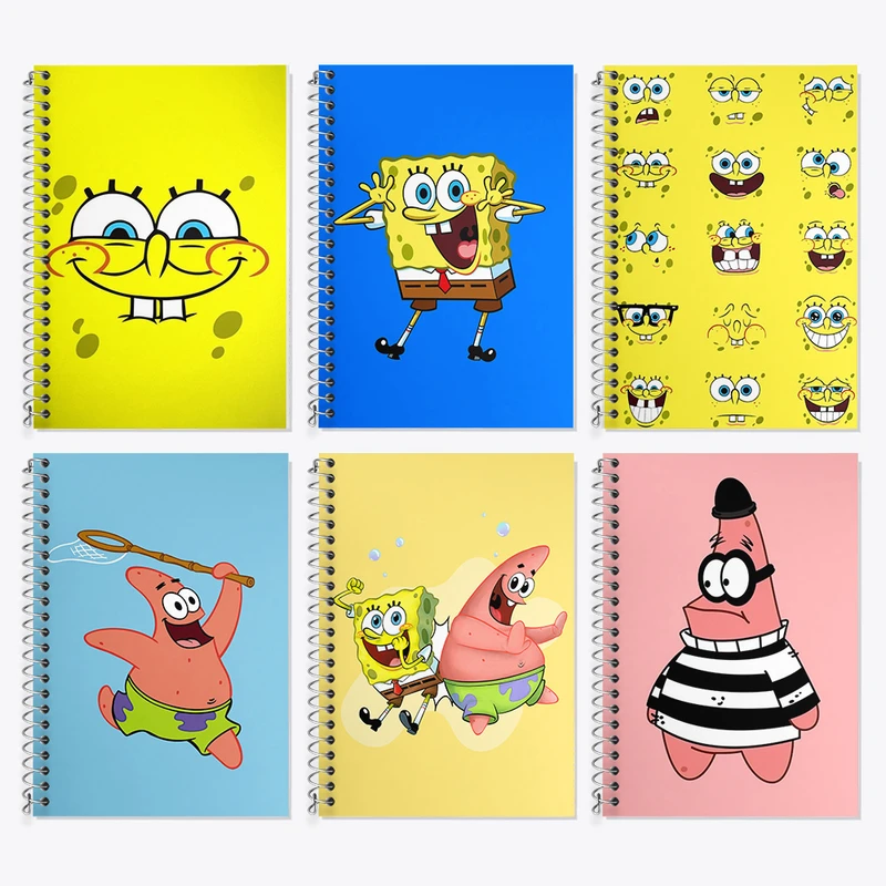 دفتر زبان 50 برگ خندالو مدل دو خط طرح باب اسفنجی و پاتریک کد 230 مجموعه 6 عددی