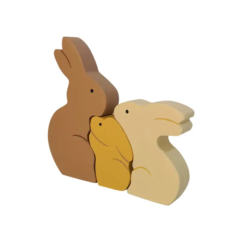 اسباب بازی چوبی طرح پازل خانواده خرگوش مدل MKT26-H مجموعه 3 عددی