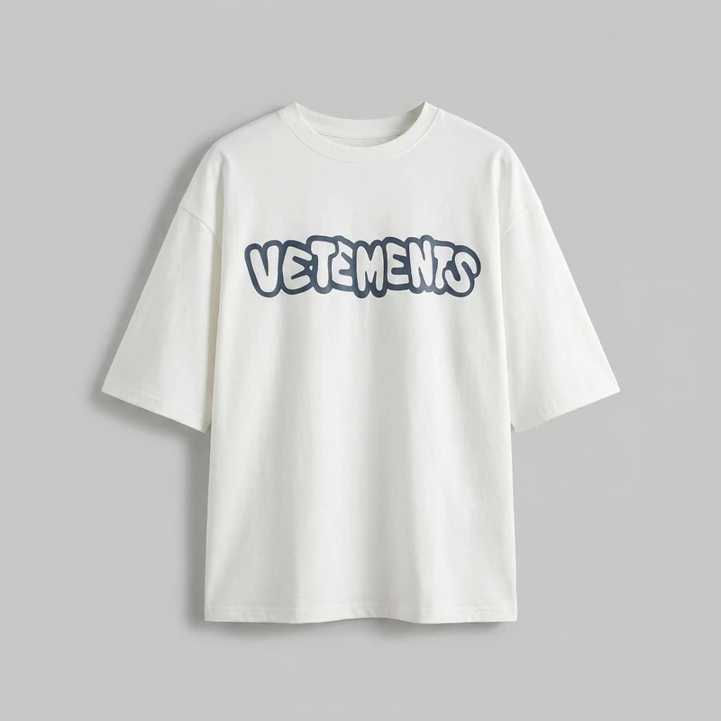 تی شرت زنانه باکسی نخ پنبه طرح Vetements