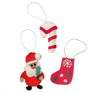 آویز تزیینی مدل درخت کریسمس طرح بابانوئل مجموعه 3 عددی