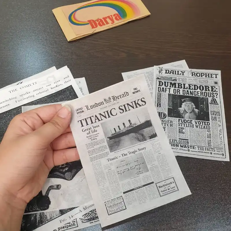 کاغذ رنگی دریا مدل اسکرپ بوک طرح روزنامه کد 01 بسته 8 عددی