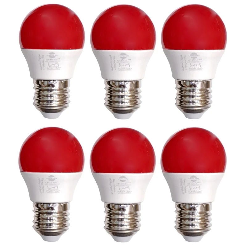 لامپ ال ای دی 3 وات پارس شهاب مدل رنگی پایه E27 مجموعه 6 عددی