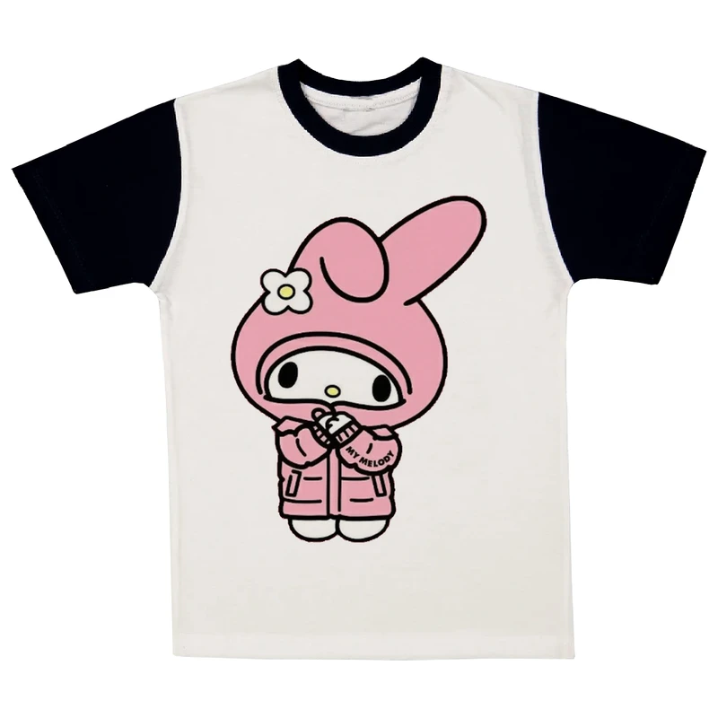 تی شرت آستین کوتاه دخترانه مدل عروسک صورتی A65