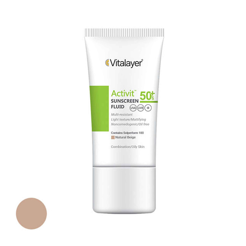 فلوئید ضدآفتاب رنگی ویتالیر SPF 50 مدل Activit مناسب پوست های چرب حجم 50 میلی لیتر فلوئید ضدآفتاب رنگی ویتالیر SPF 50 مدل Activit مناسب پوست های چرب حجم 50 میلی لیتر