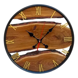 ساعت دیواری کوارتز مدل چوبی روستیک کد BAS 40027