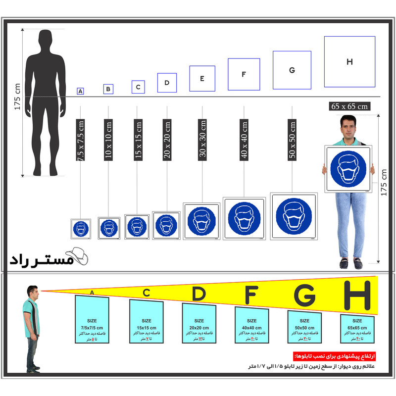 برچسب ایمنی مستر راد طرح از ماسک نیم صورت استفاده نمائید مدل HSE-OSHA-246