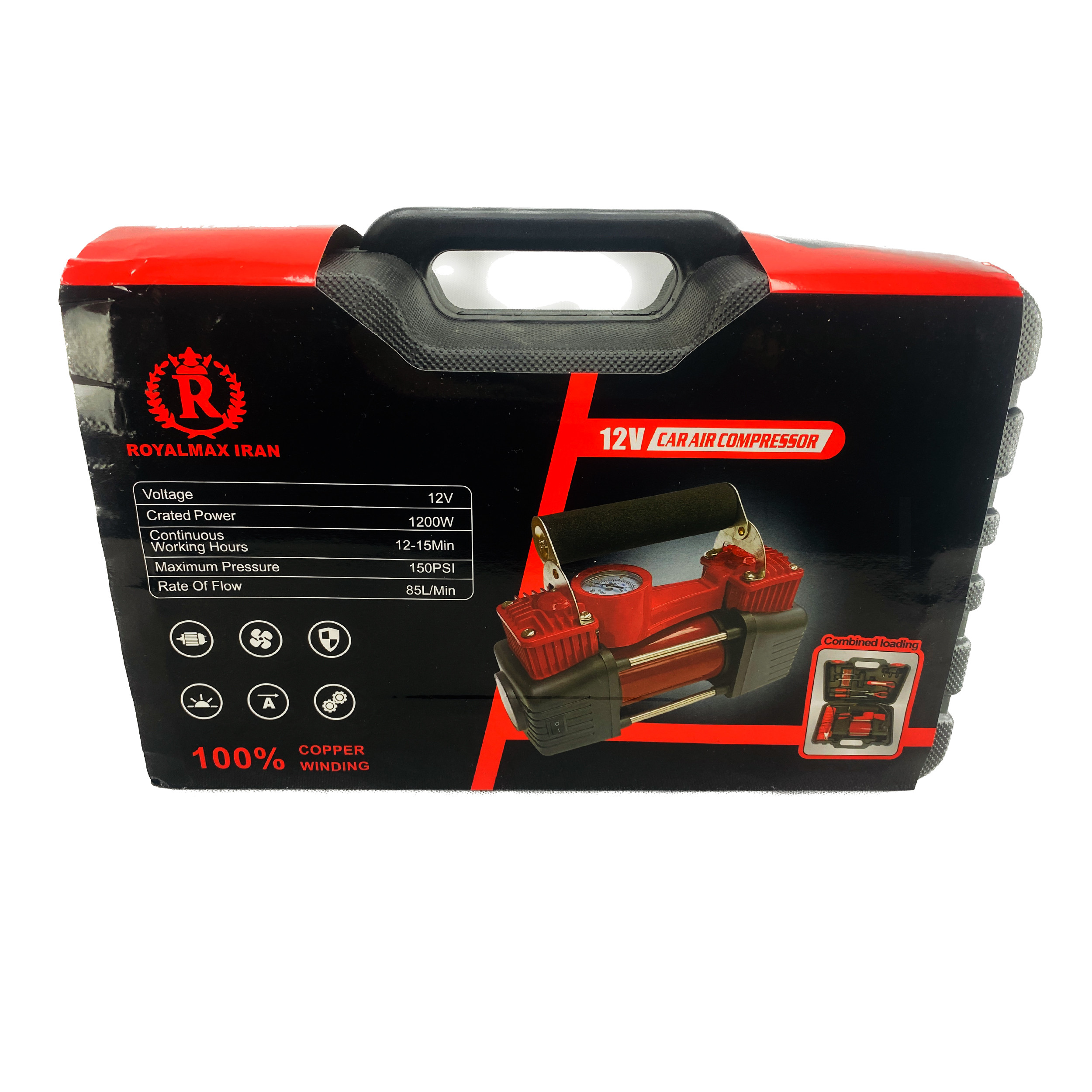 کمپرسور باد فندکی رویال مکس مدل RM-12V مجموعه 15 عددی