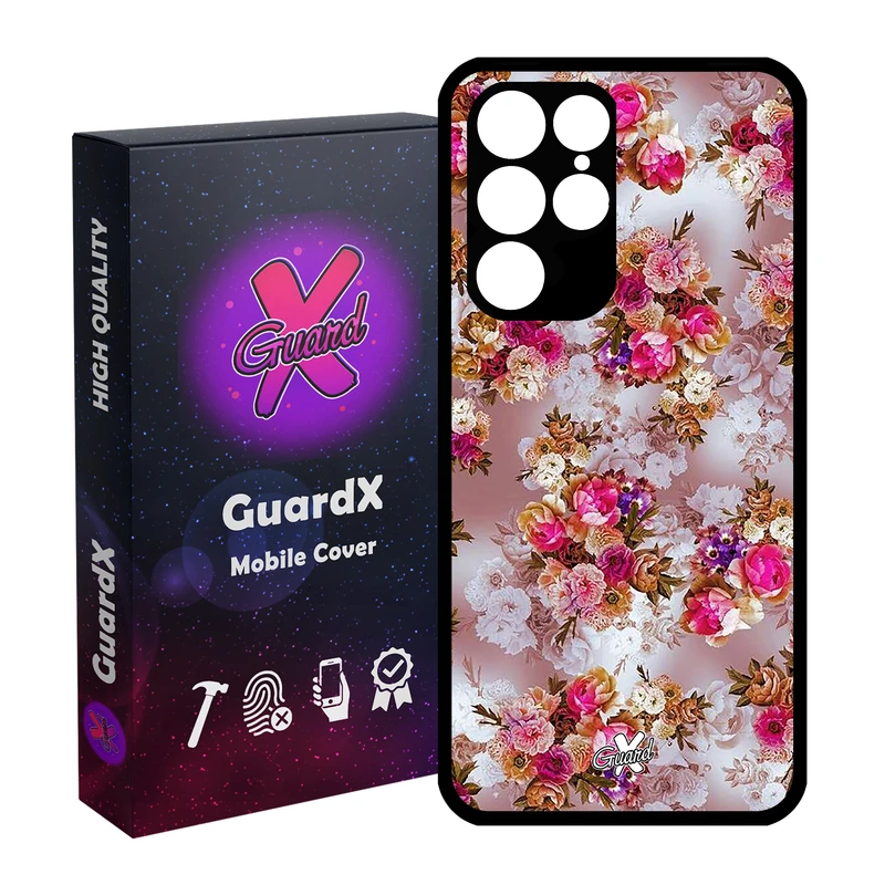 کاور گارد ایکس طرح گل مدل Glass10333 مناسب برای گوشی موبایل سامسونگ Galaxy S22 Ultra