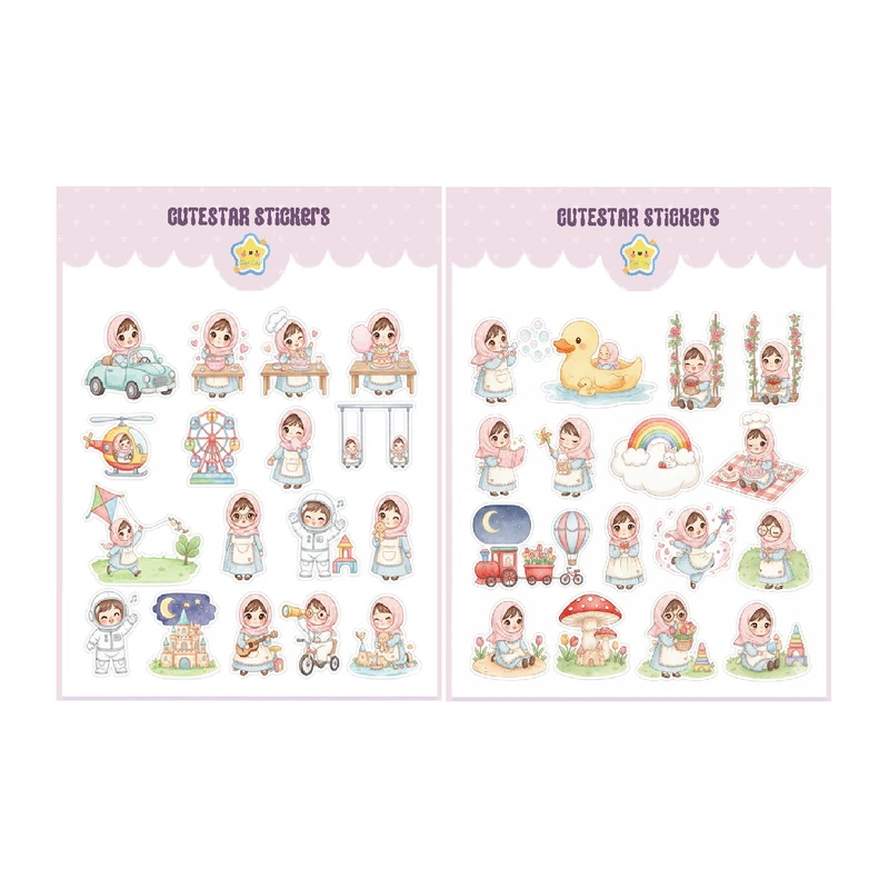 برچسب کیوت استار مدل اسکرپ بوک طرح دختر ناز مجموعه دو عددی