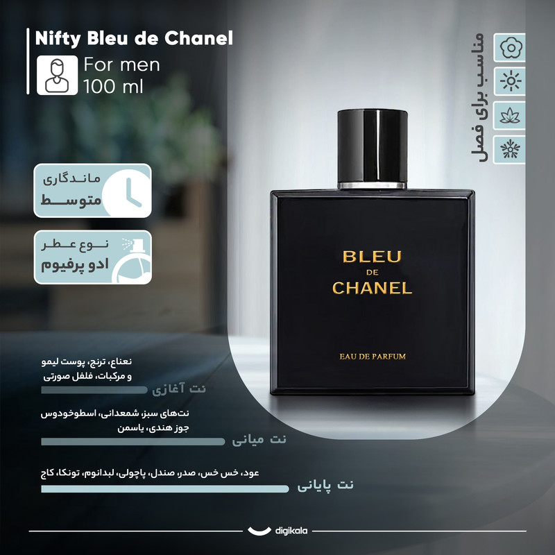 ادو پرفیوم مردانه نیفتی مدل بلو شنل حجم 100 میلی لیتر