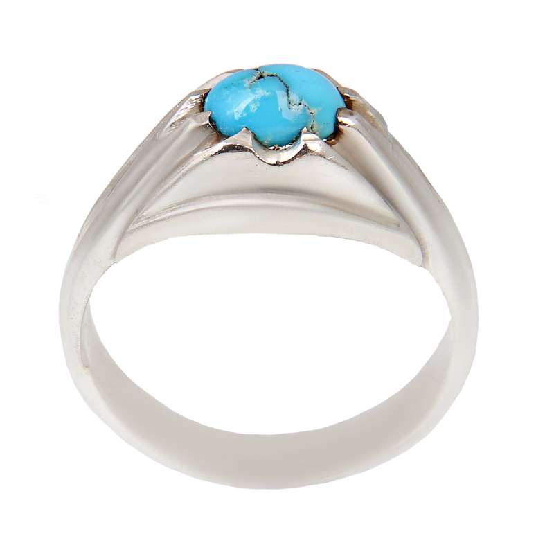 انگشتر نقره مردانه بازرگانی میلادی مدل سنگ فیروزه کد AM_2312