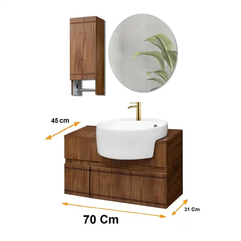 ست کابینت و روشویی آزالیا مدل Milana 17 به همراه آینه و باکس