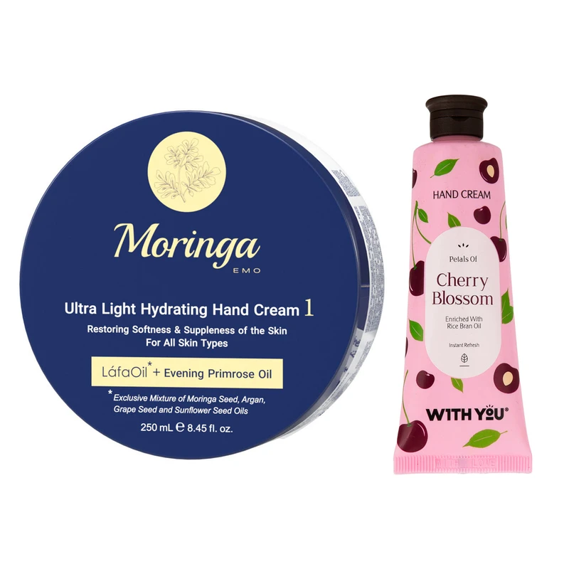 کرم مرطوب کننده مورینگا امو کد 1حجم 250 میلی لیتر به همراه کرم مرطوب کننده ویت یو مدل Cherry Blossom حجم 50 میلی لیتر