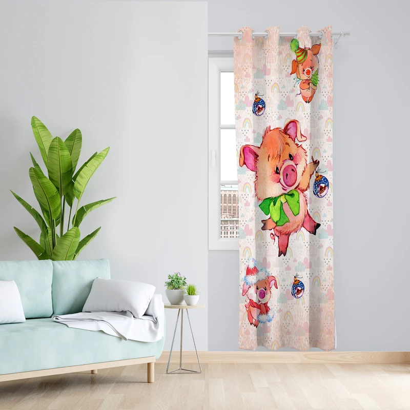 پرده طرح کودک مدل مخمل پانچی کد L 1181R Z سایز 140x200 سانتی متر