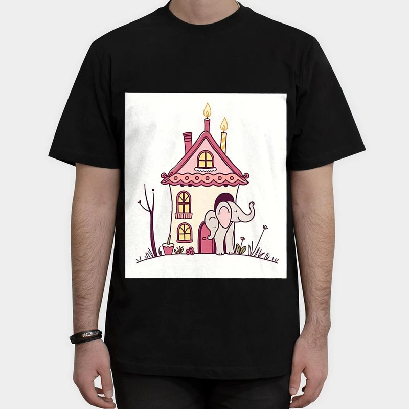 تیشرت آستین کوتاه مردانه مدل خانه و فیل