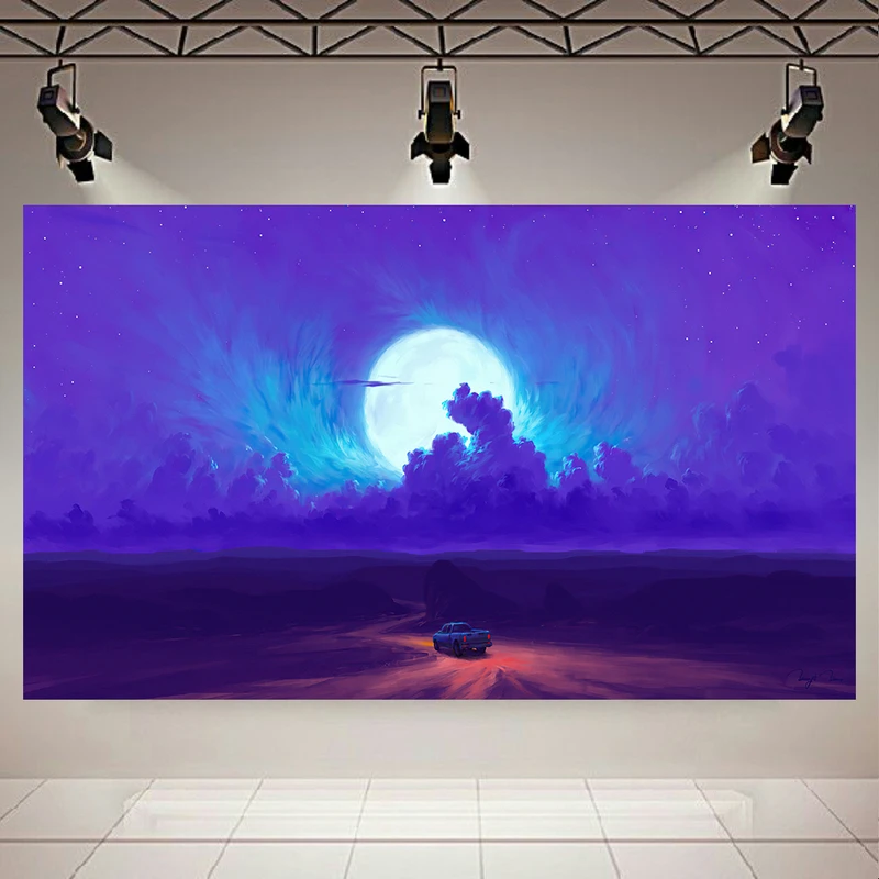 تابلو شاسی طرح بلک لایت ماه و جاده کد AR31029